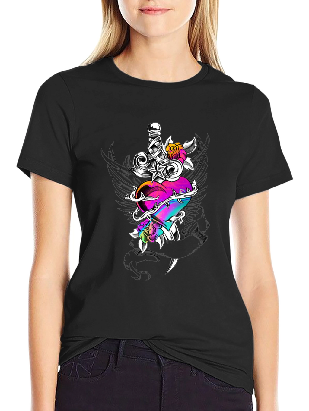 Dagger Heart Graphic Tee - Edgy Streetwear
