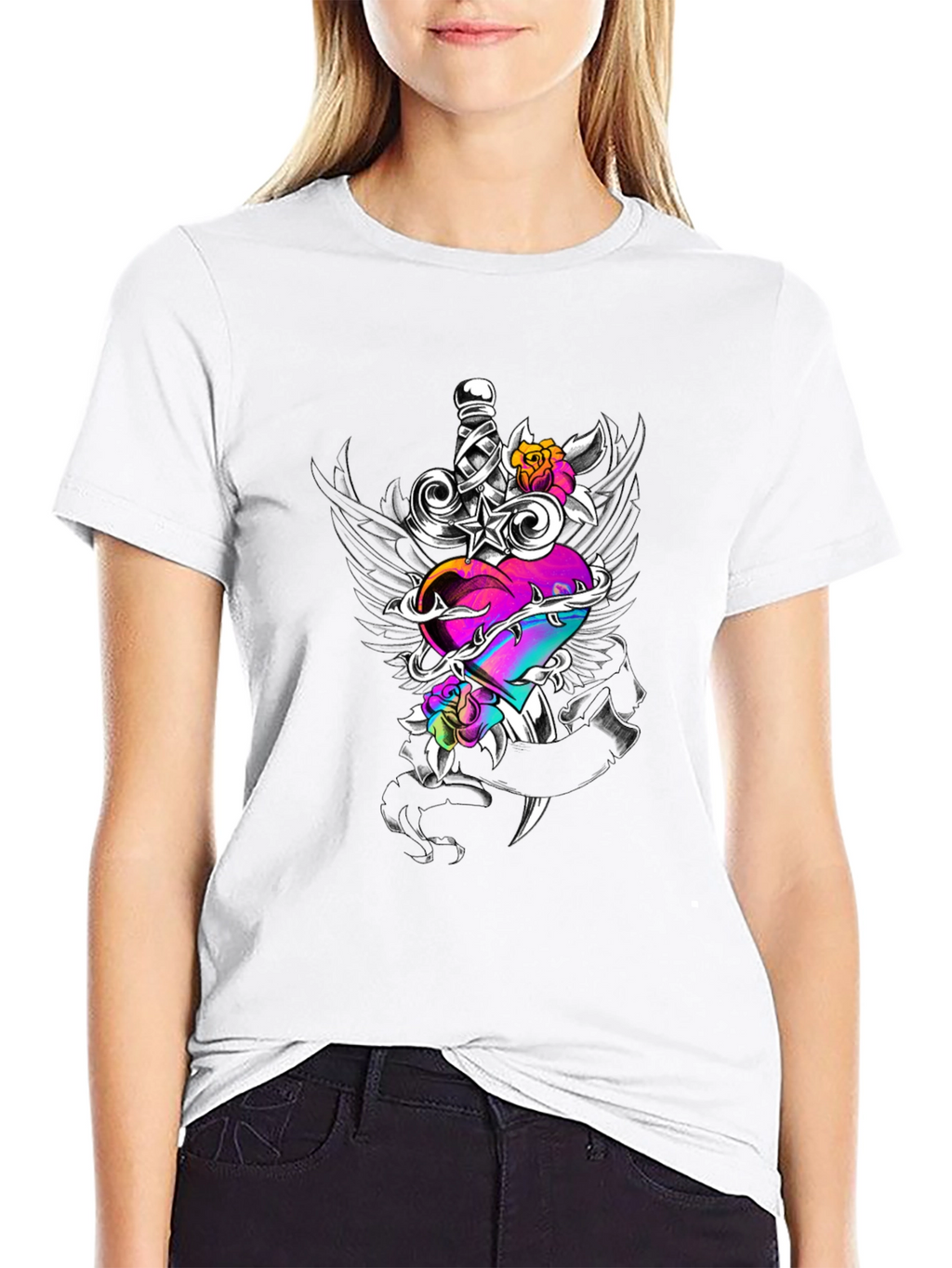 Dagger Heart Graphic Tee - Edgy Streetwear