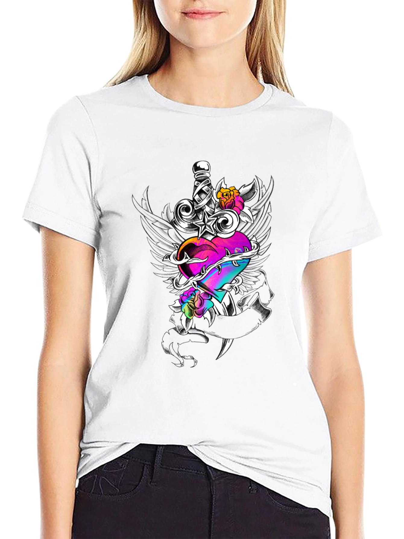 Dagger Heart Graphic Tee - Edgy Streetwear