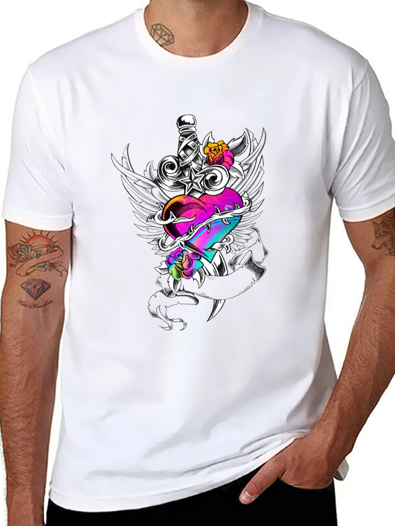 Dagger Heart Graphic Tee - Edgy Streetwear