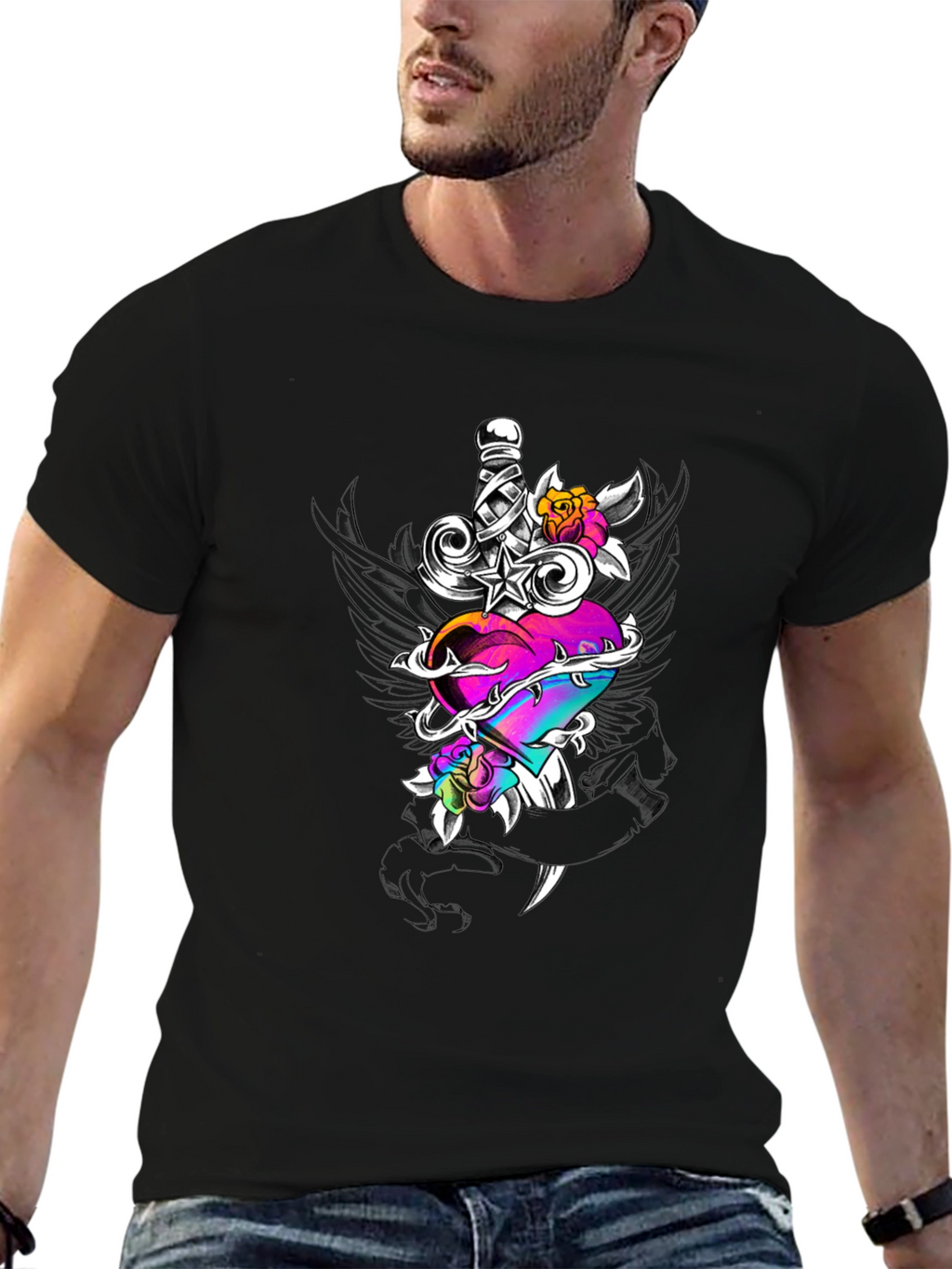 Dagger Heart Graphic Tee - Edgy Streetwear