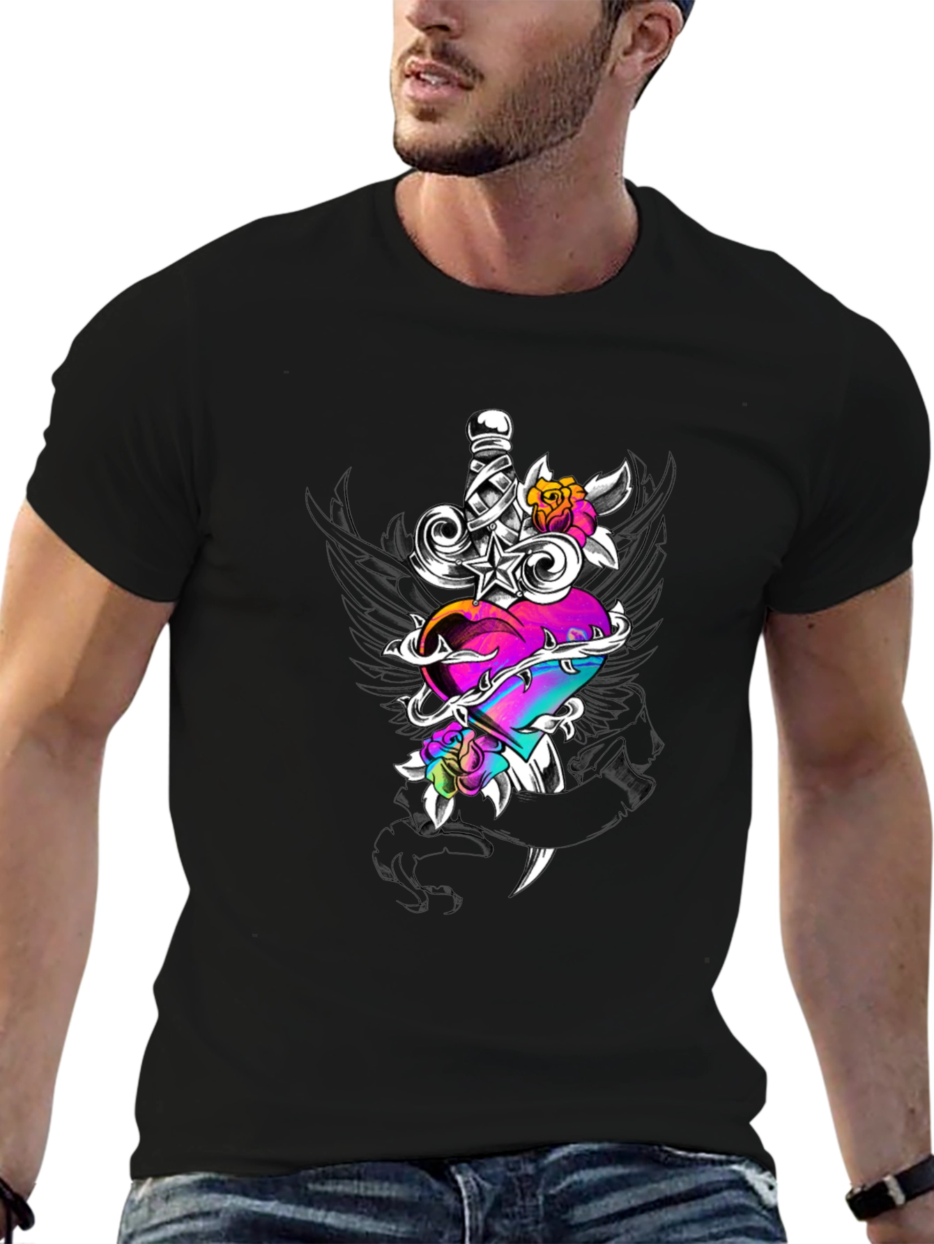 Dagger Heart Graphic Tee - Edgy Streetwear