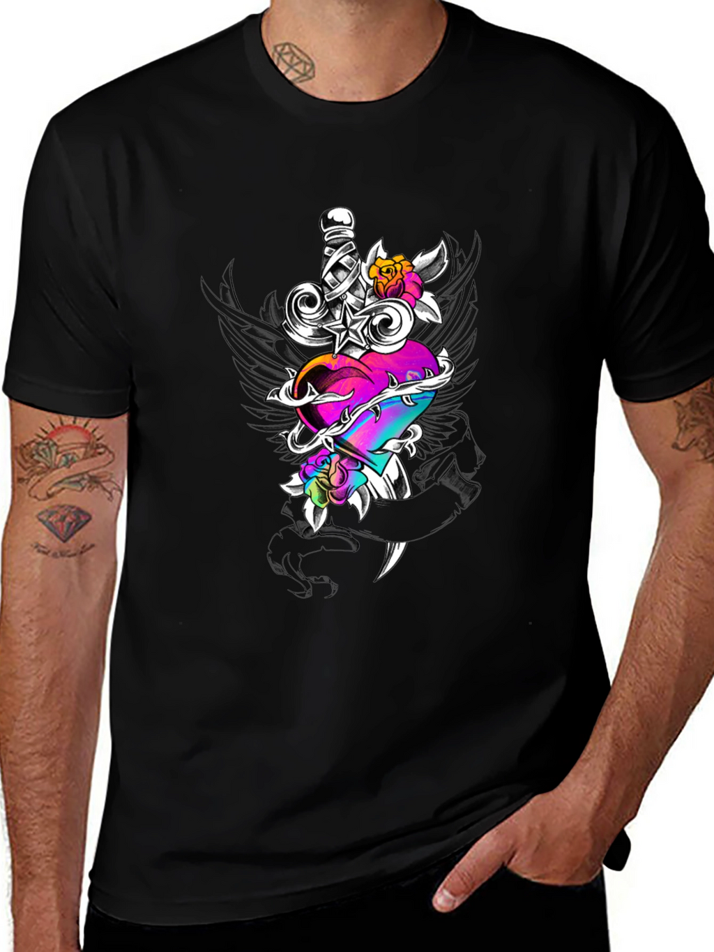 Dagger Heart Graphic Tee - Edgy Streetwear