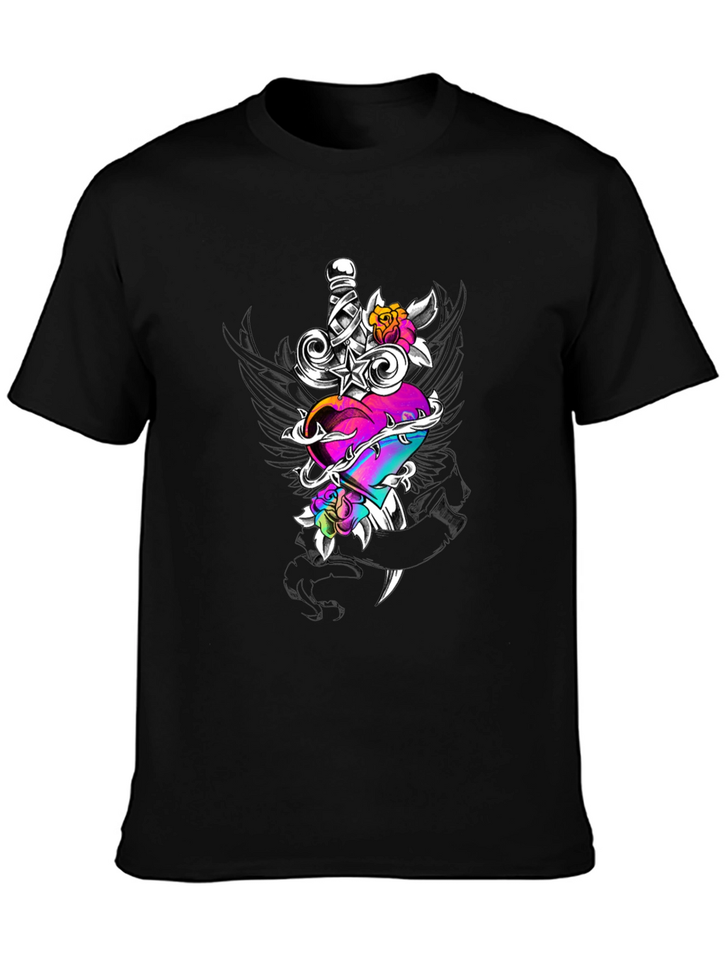 Dagger Heart Graphic Tee - Edgy Streetwear