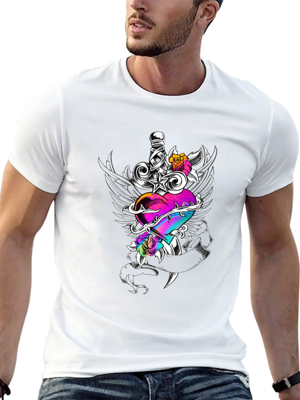 Dagger Heart Graphic Tee - Edgy Streetwear
