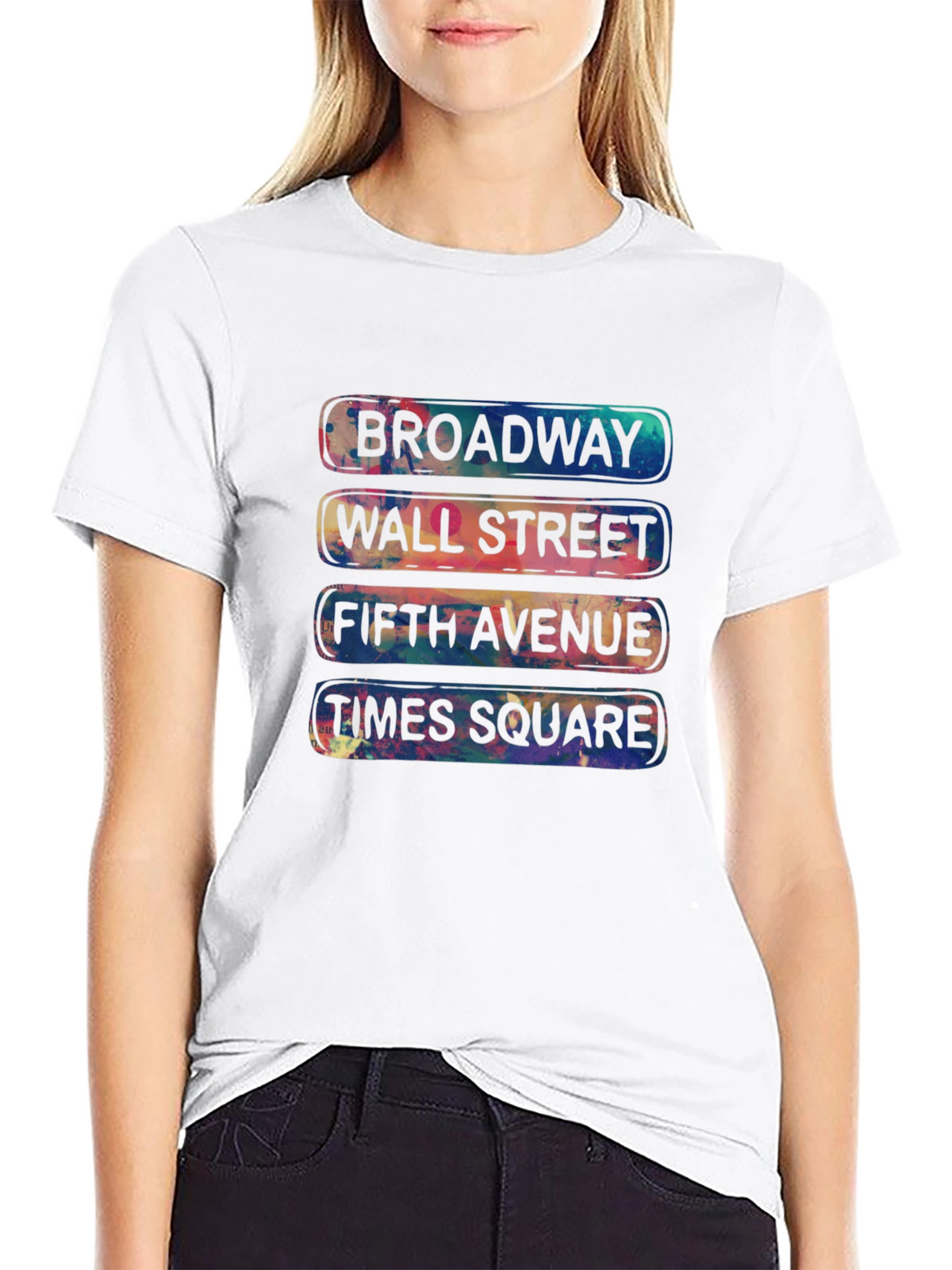 NYC Streets T-Shirt: Broadway Wall Street Fifth Ave Times Square