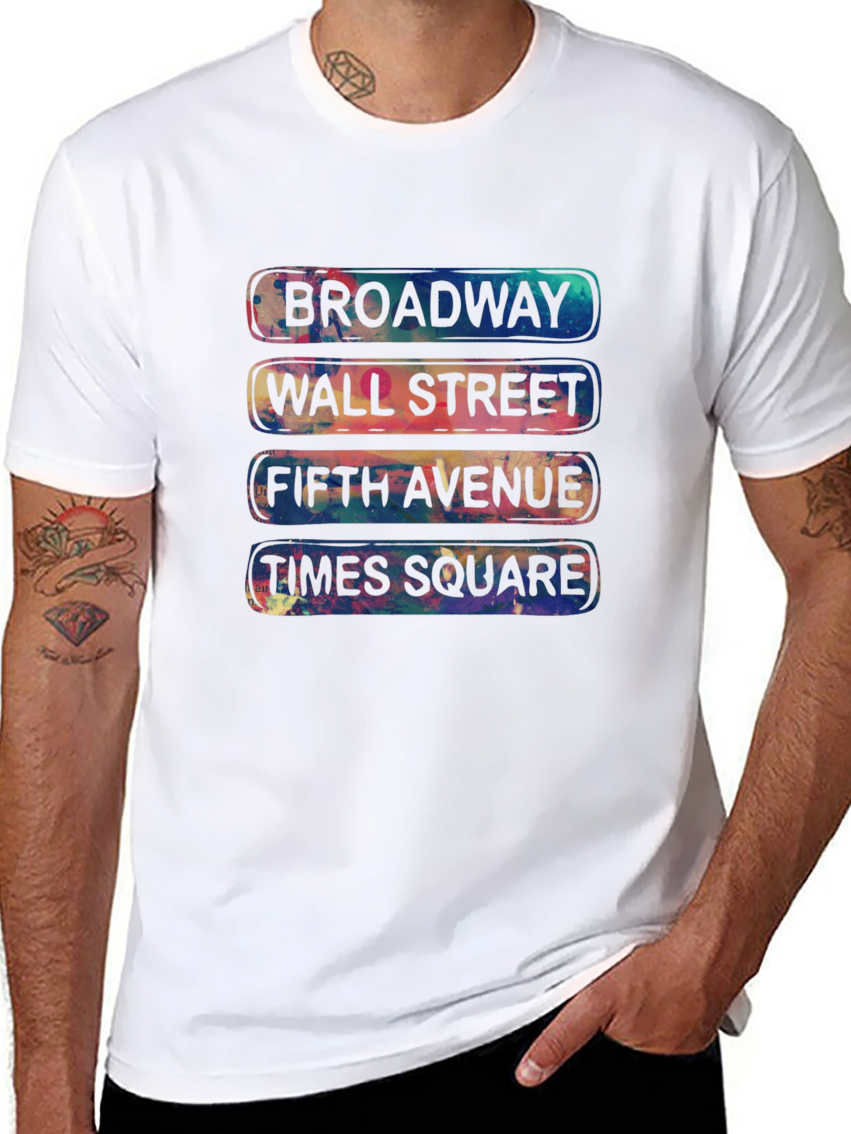 NYC Streets T-Shirt: Broadway Wall Street Fifth Ave Times Square