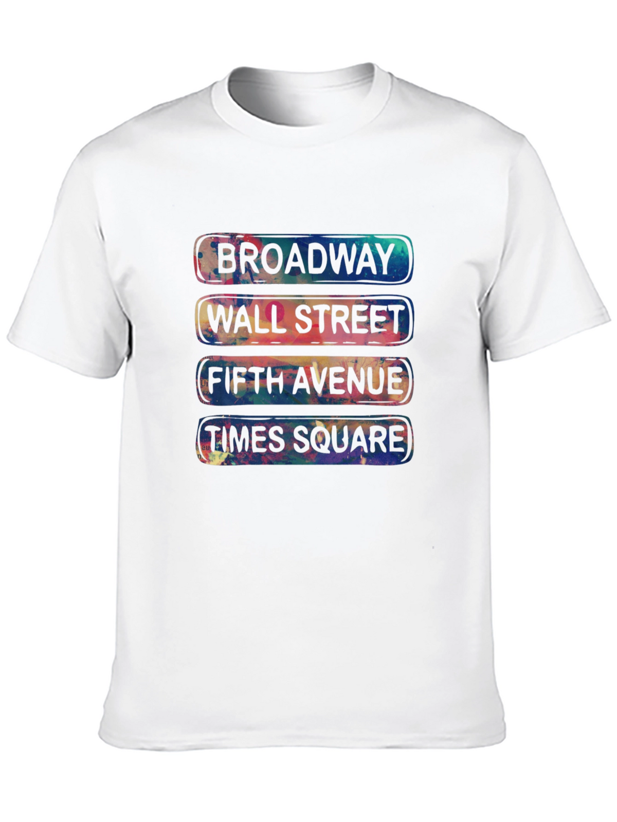 NYC Streets T-Shirt: Broadway Wall Street Fifth Ave Times Square
