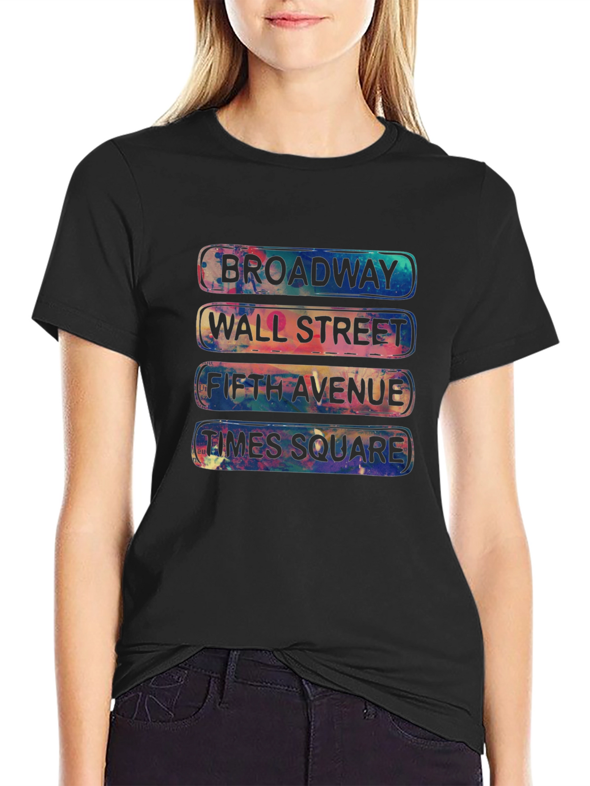 NYC Streets T-Shirt: Broadway Wall Street Fifth Ave Times Square
