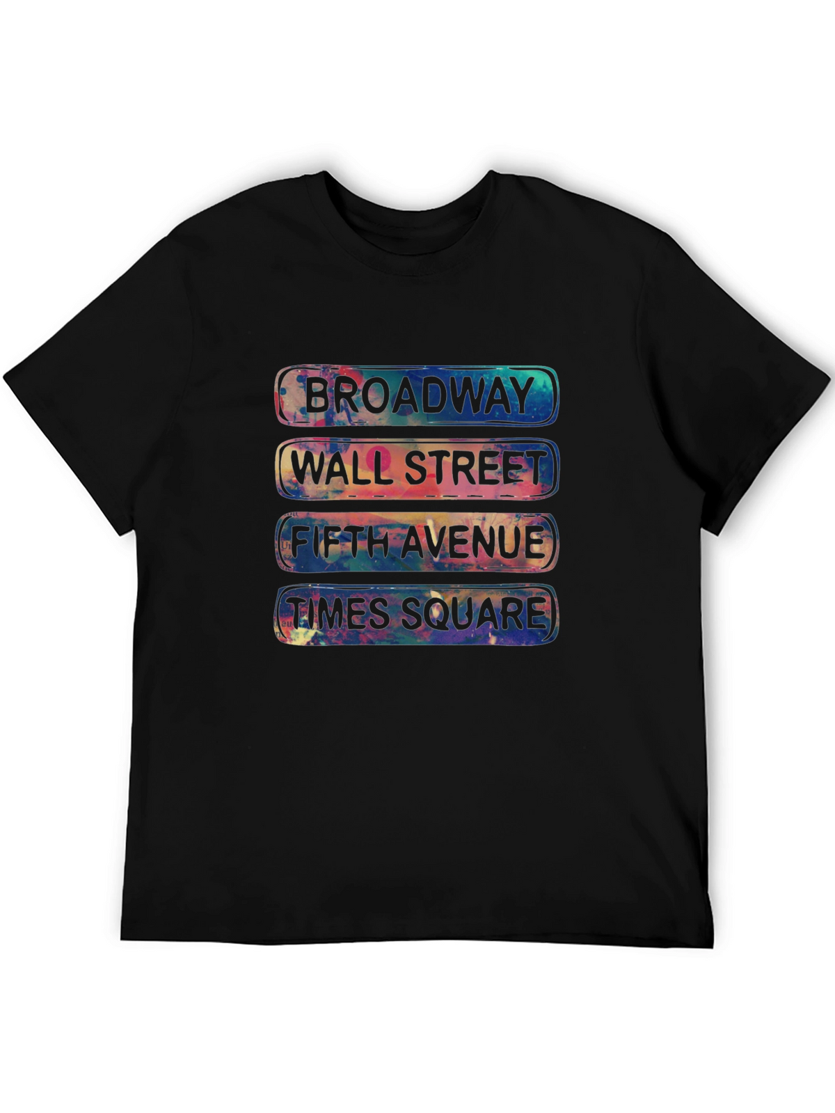 NYC Streets T-Shirt: Broadway Wall Street Fifth Ave Times Square