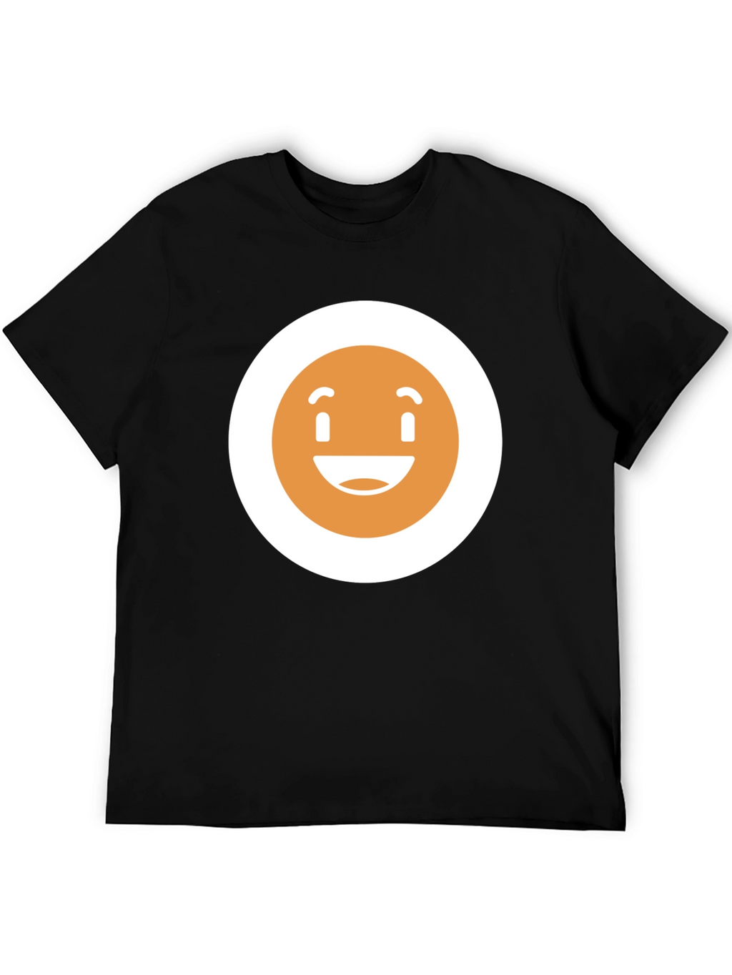 Happy Face Graphic Tee - Black Crew Neck T-Shirt