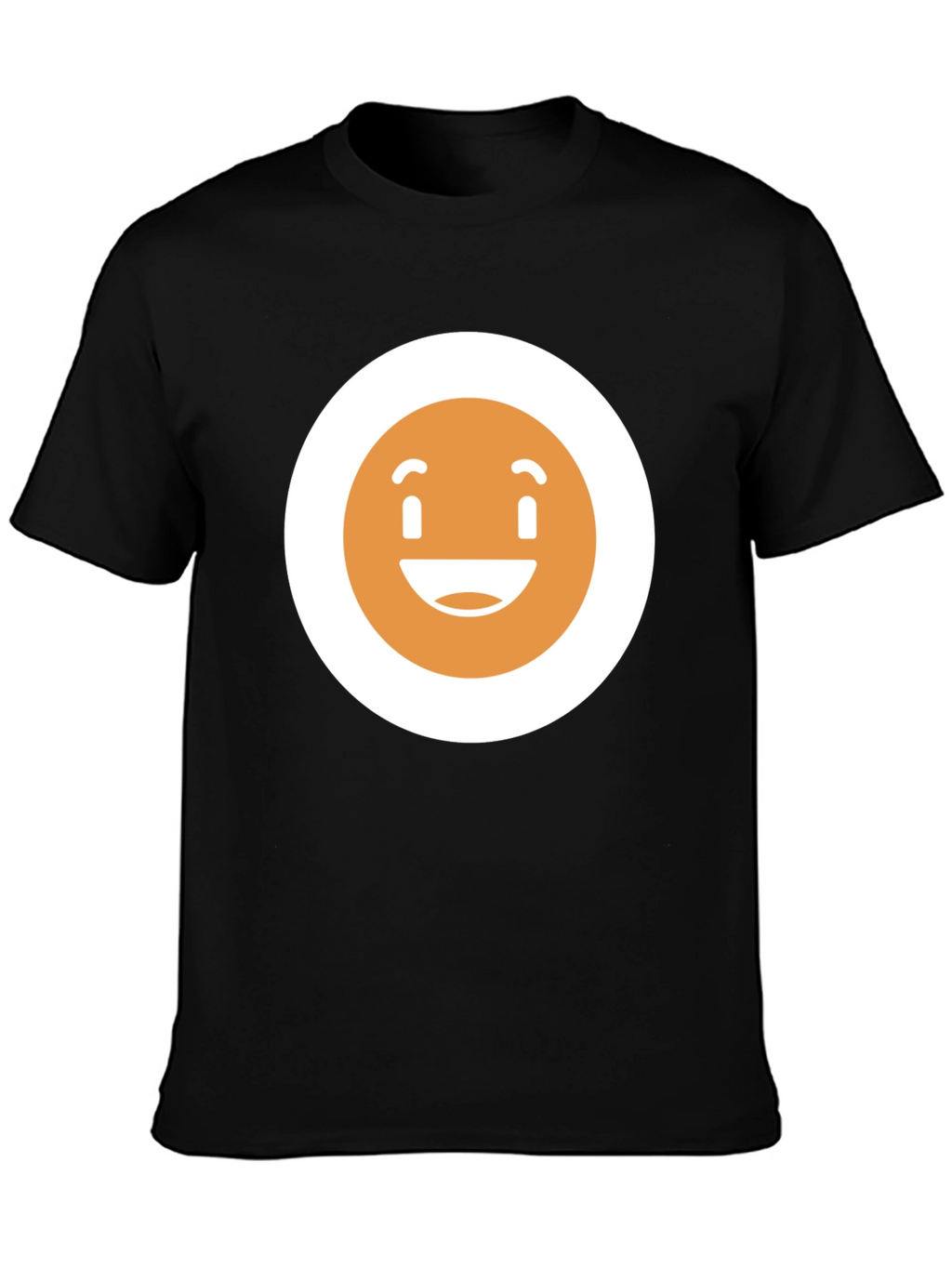 Happy Face Graphic Tee - Black Crew Neck T-Shirt