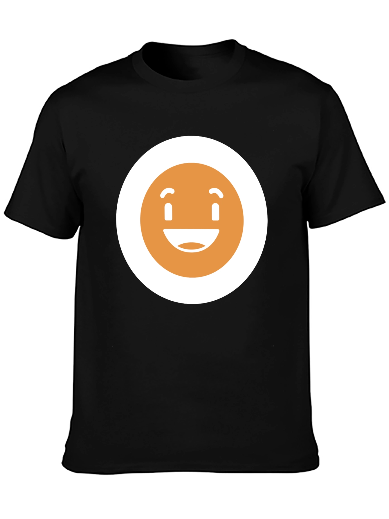 Happy Face Graphic Tee - Black Crew Neck T-Shirt