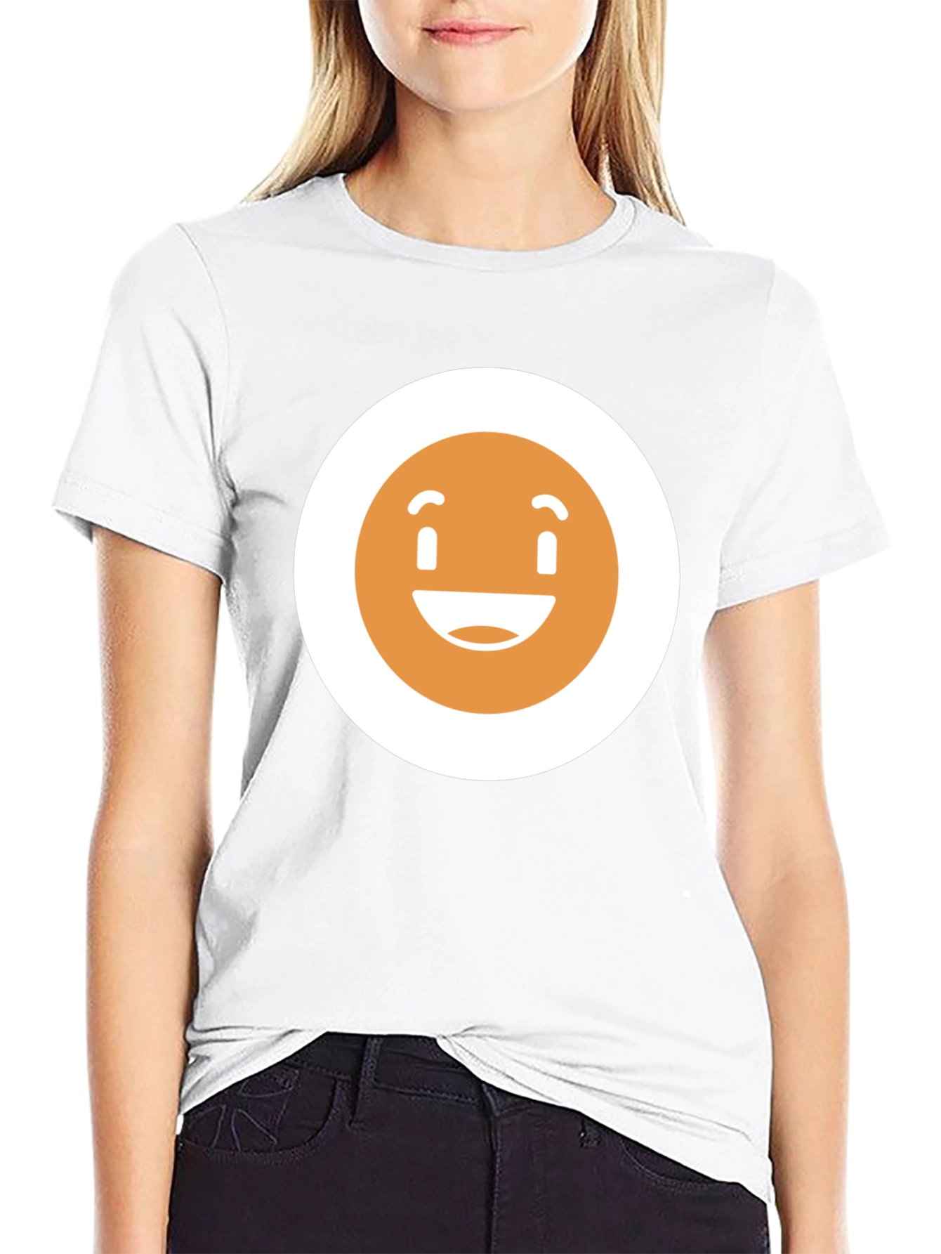 Happy Face Graphic Tee - Black Crew Neck T-Shirt