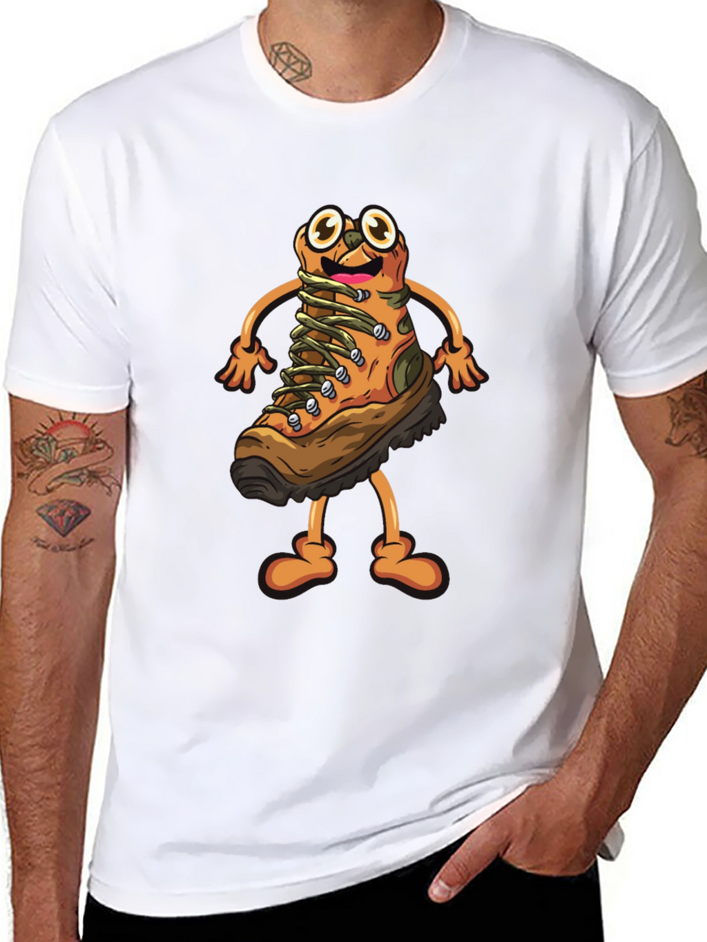 Hiking Boot Cartoon Graphic T-Shirt