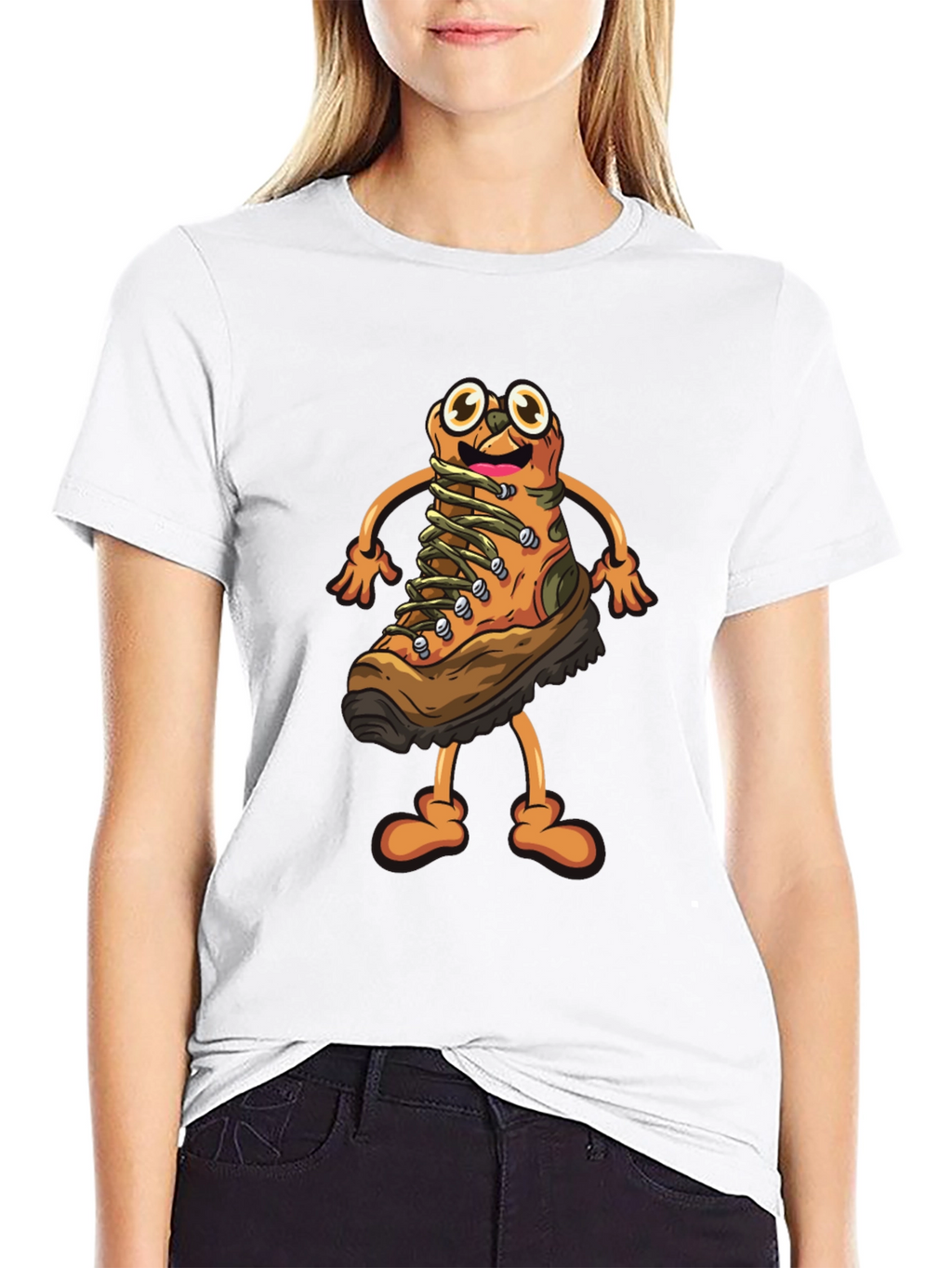 Hiking Boot Cartoon Graphic T-Shirt