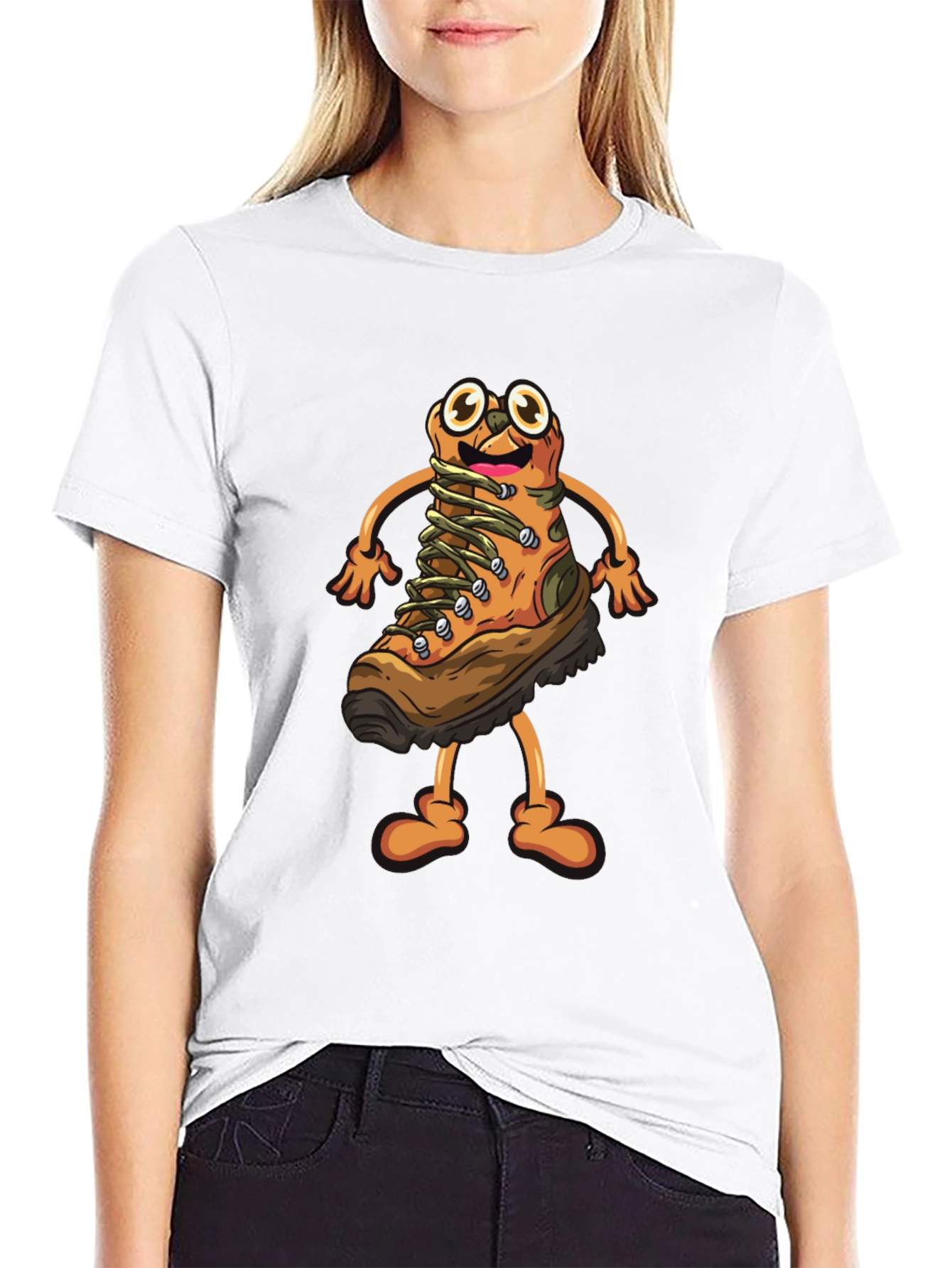 Hiking Boot Cartoon Graphic T-Shirt