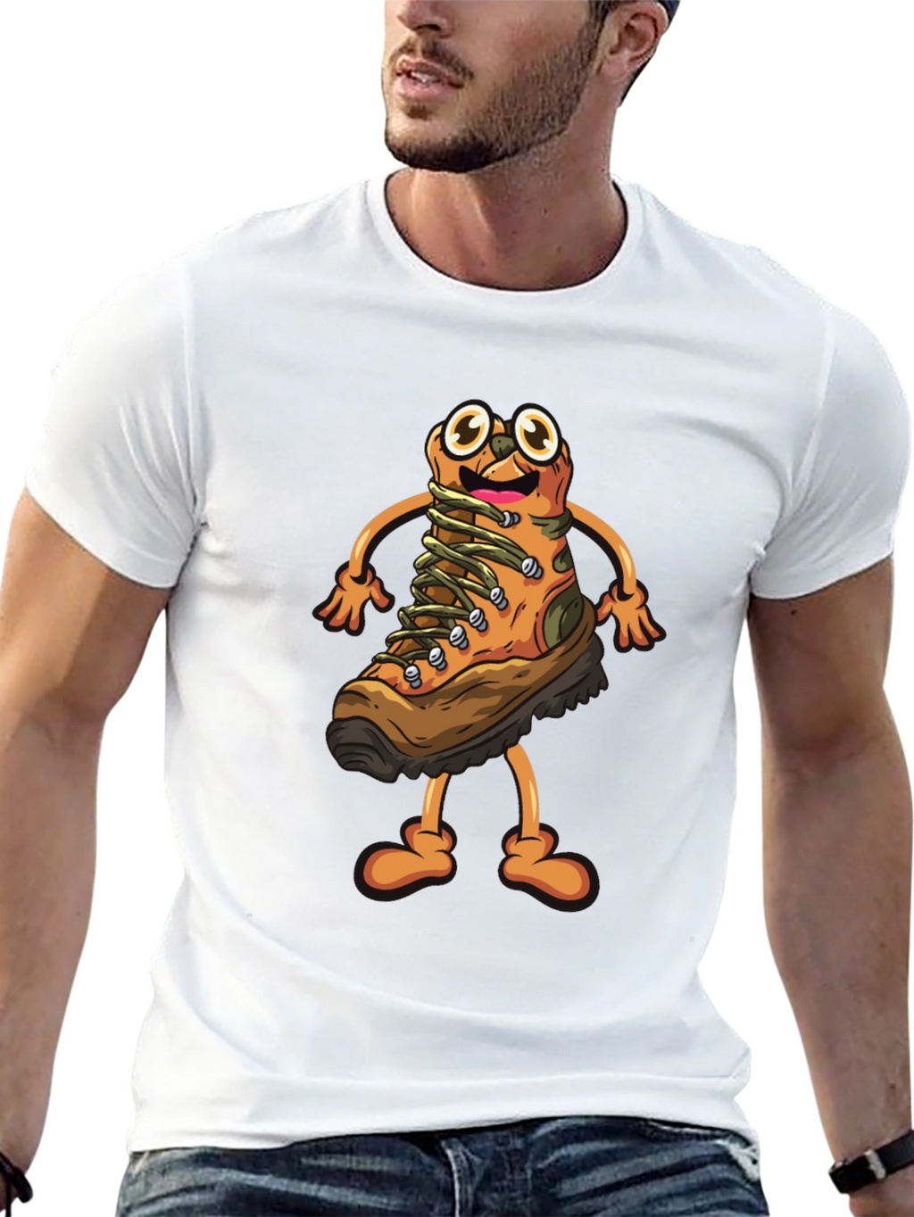 Hiking Boot Cartoon Graphic T-Shirt