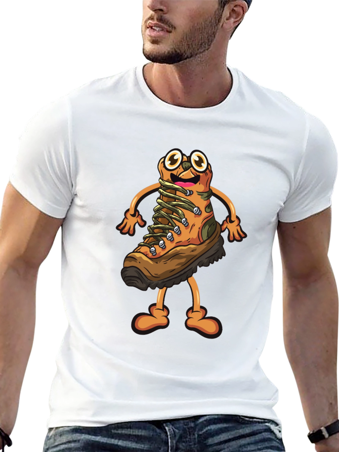 Hiking Boot Cartoon Graphic T-Shirt