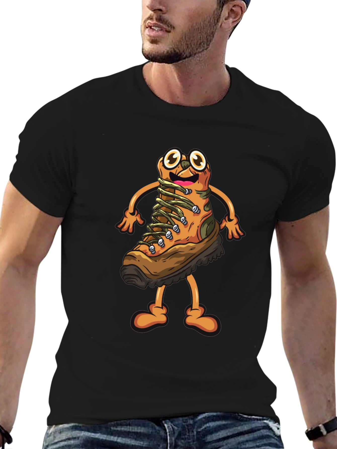 Hiking Boot Cartoon Graphic T-Shirt