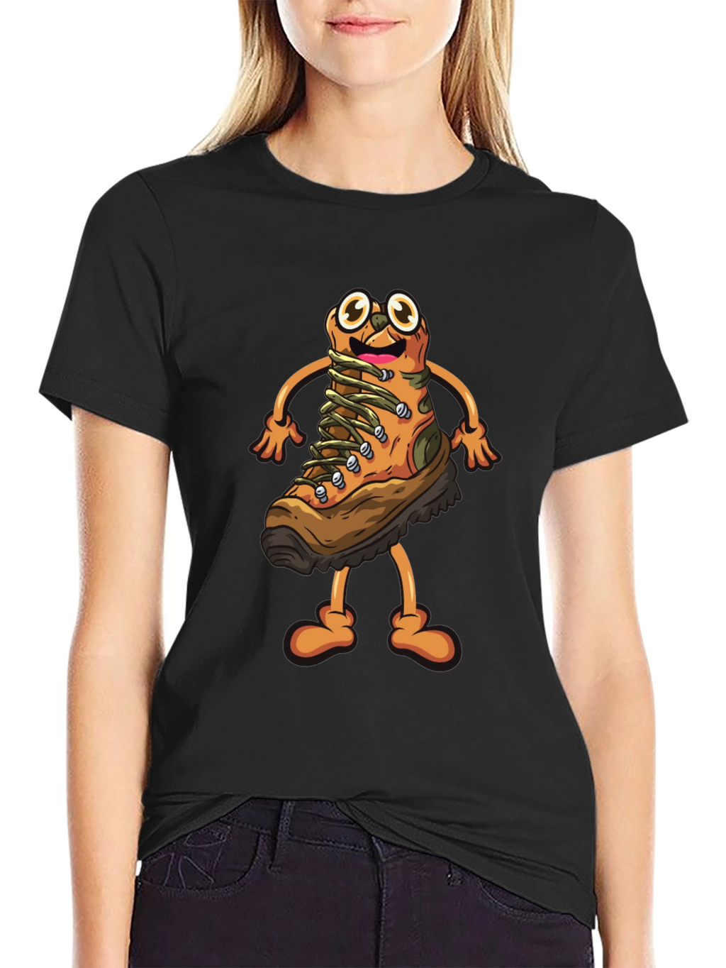 Hiking Boot Cartoon Graphic T-Shirt