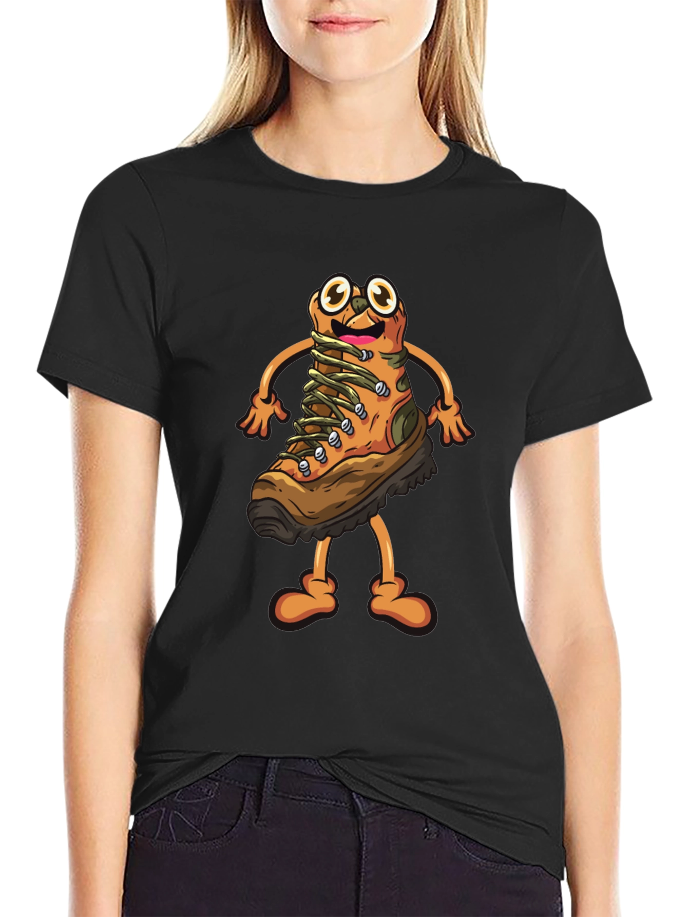 Hiking Boot Cartoon Graphic T-Shirt