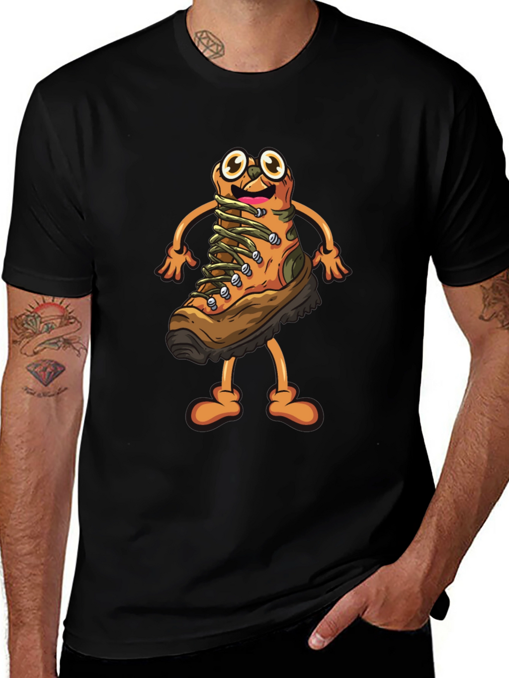 Hiking Boot Cartoon Graphic T-Shirt