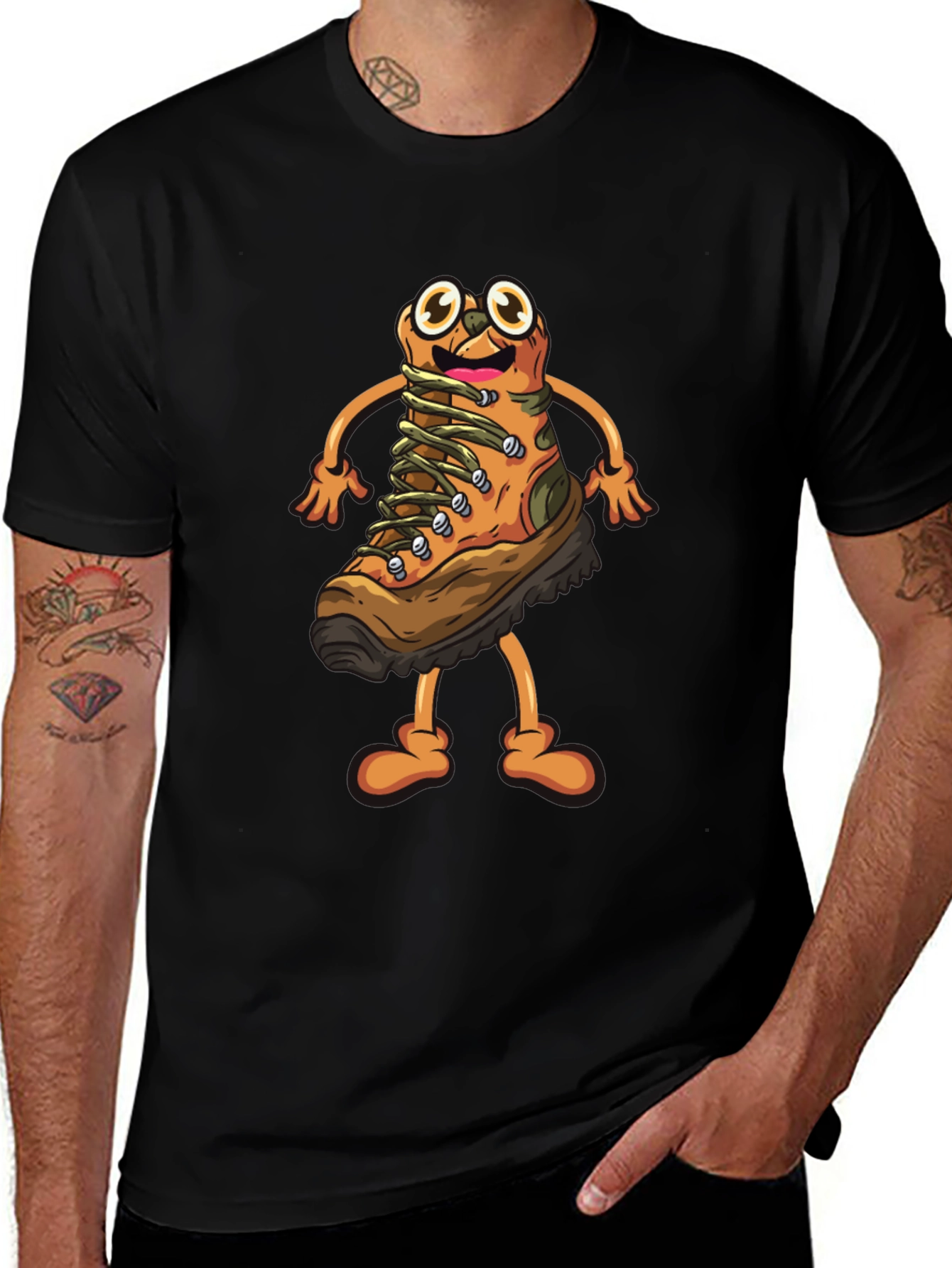 Hiking Boot Cartoon Graphic T-Shirt