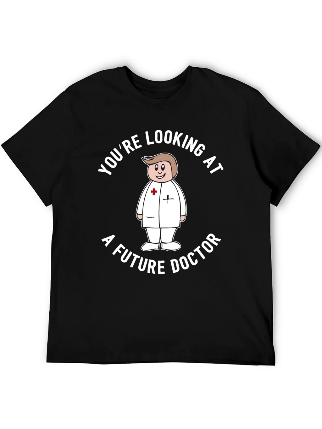 Future Doctor Cartoon Graphic T-Shirt - Black
