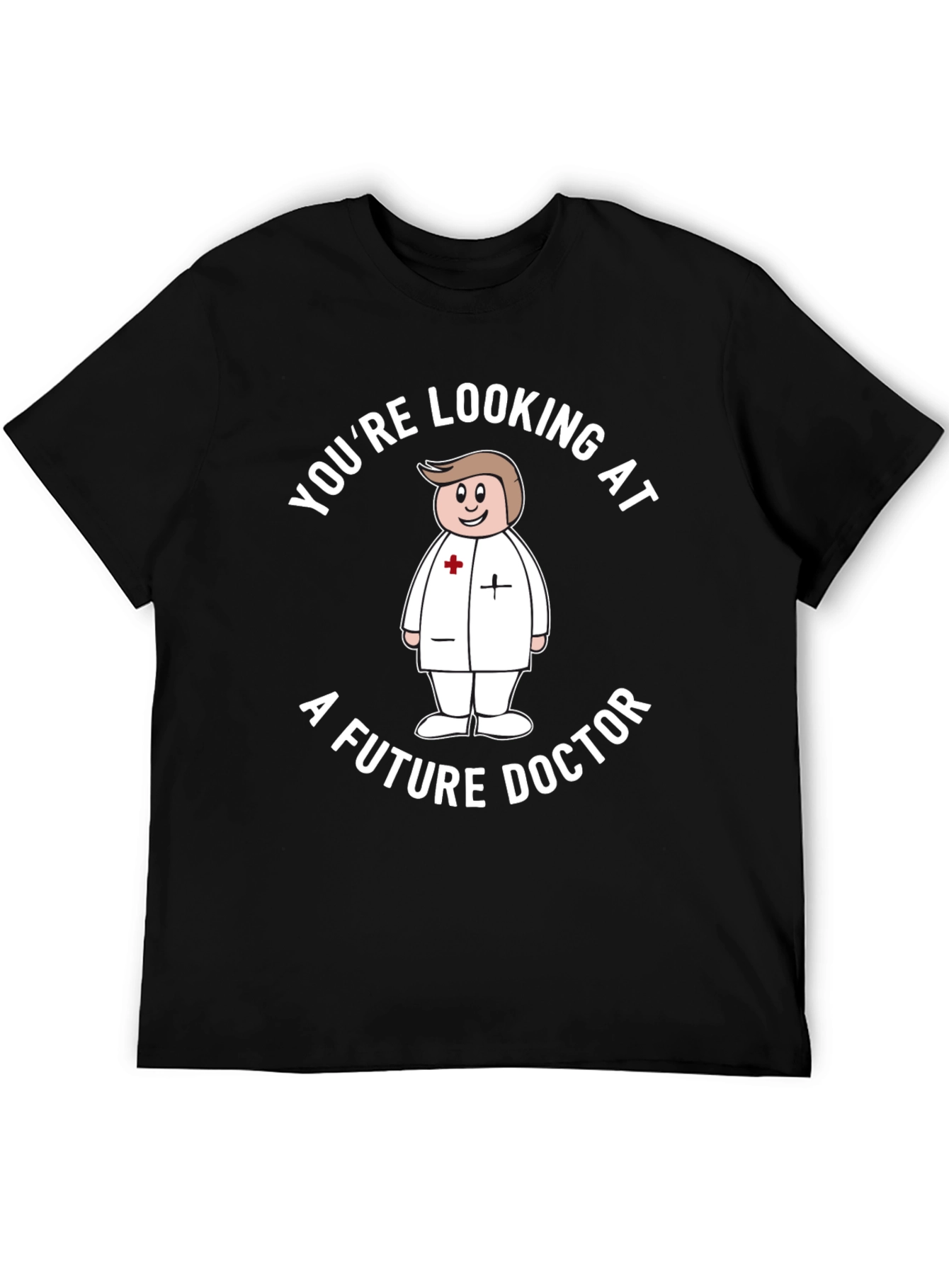 Future Doctor Cartoon Graphic T-Shirt - Black