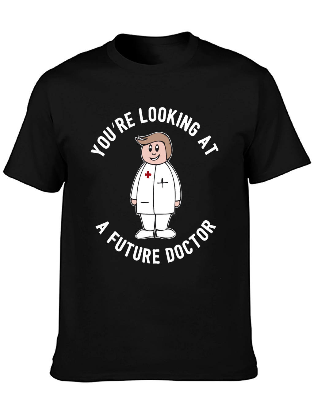 Future Doctor Cartoon Graphic T-Shirt - Black