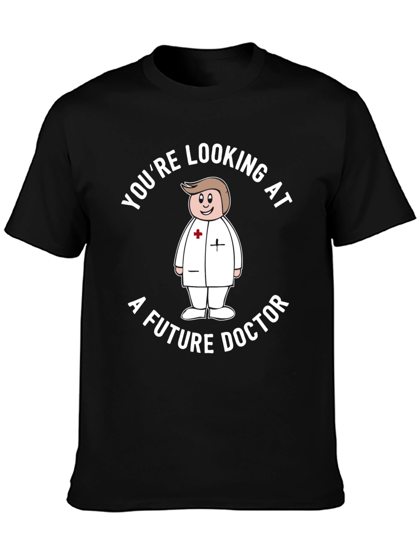 Future Doctor Cartoon Graphic T-Shirt - Black