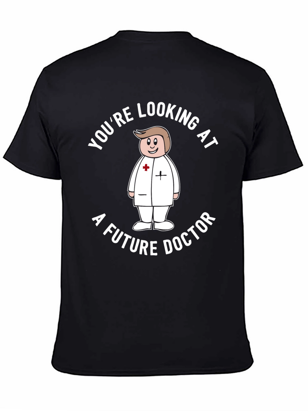 Future Doctor Cartoon Graphic T-Shirt - Black