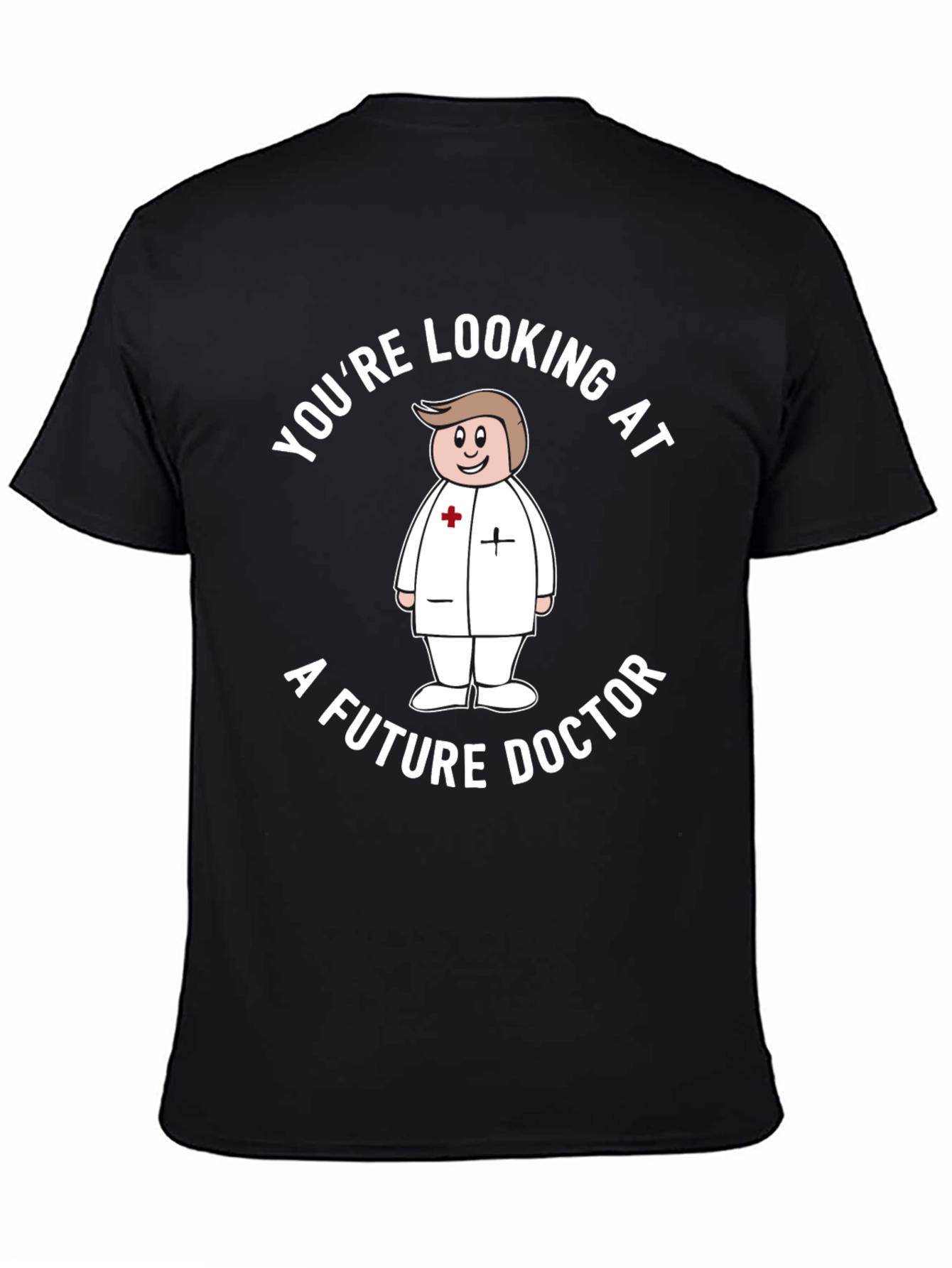 Future Doctor Cartoon Graphic T-Shirt - Black
