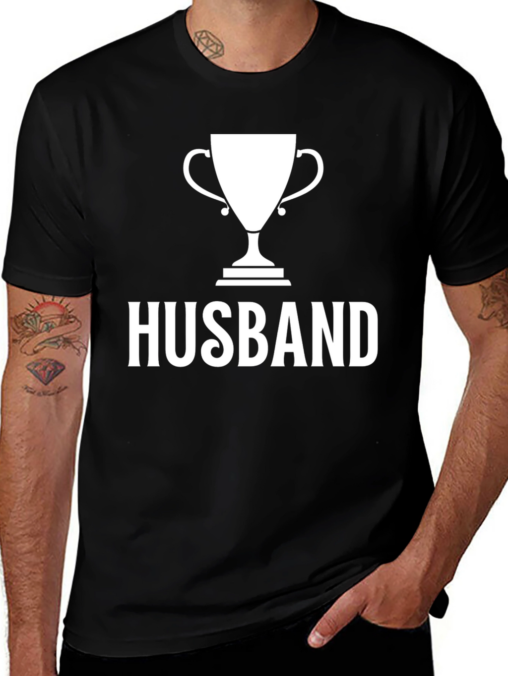 Husband Trophy Graphic T-Shirt - Black