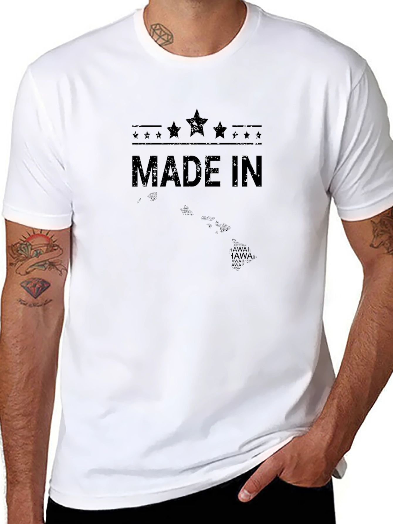 Made In Hawaii Black Graphic Tee Shirt