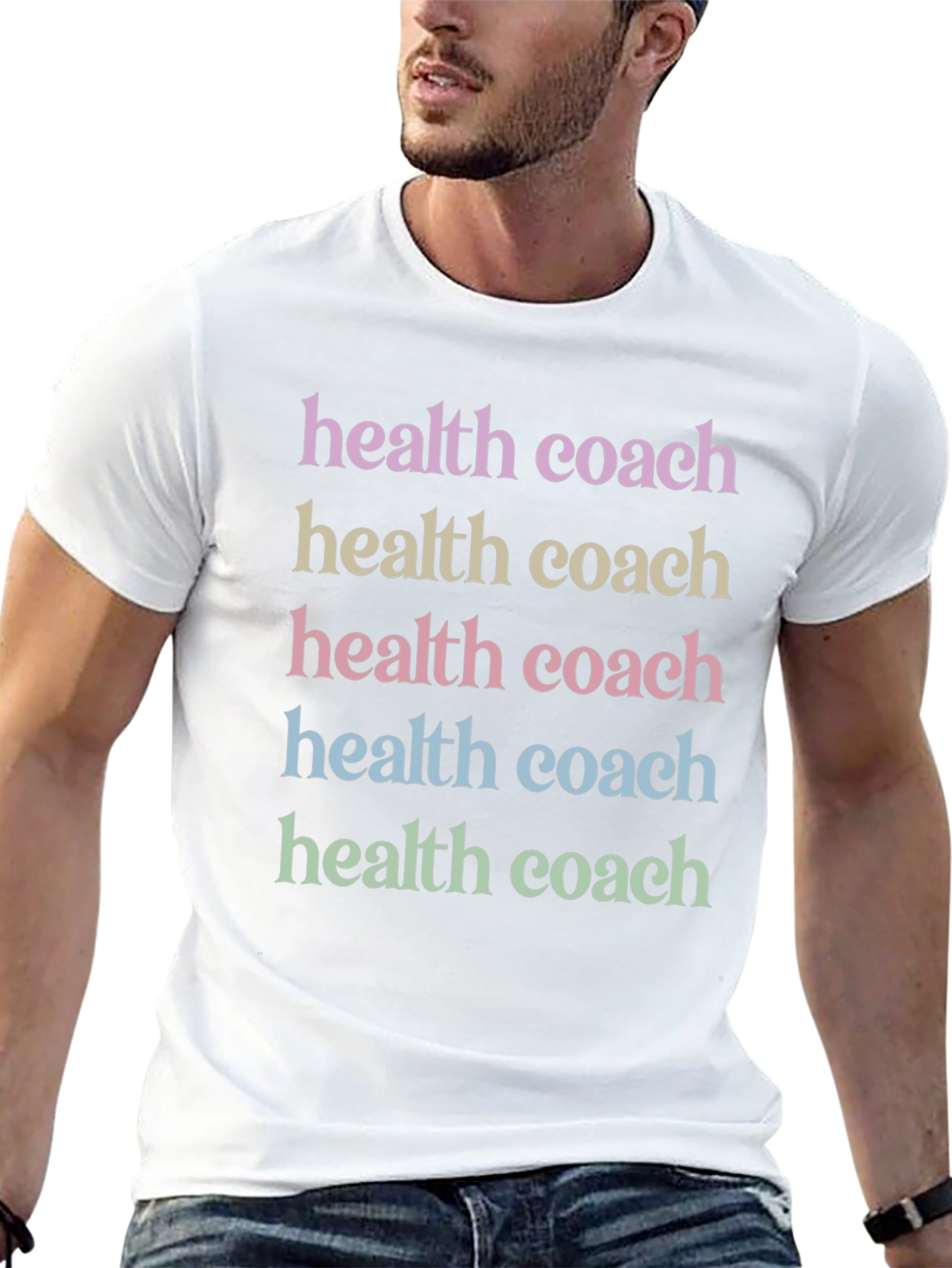 Health Coach T-Shirt - Motivational Colorful Text Design