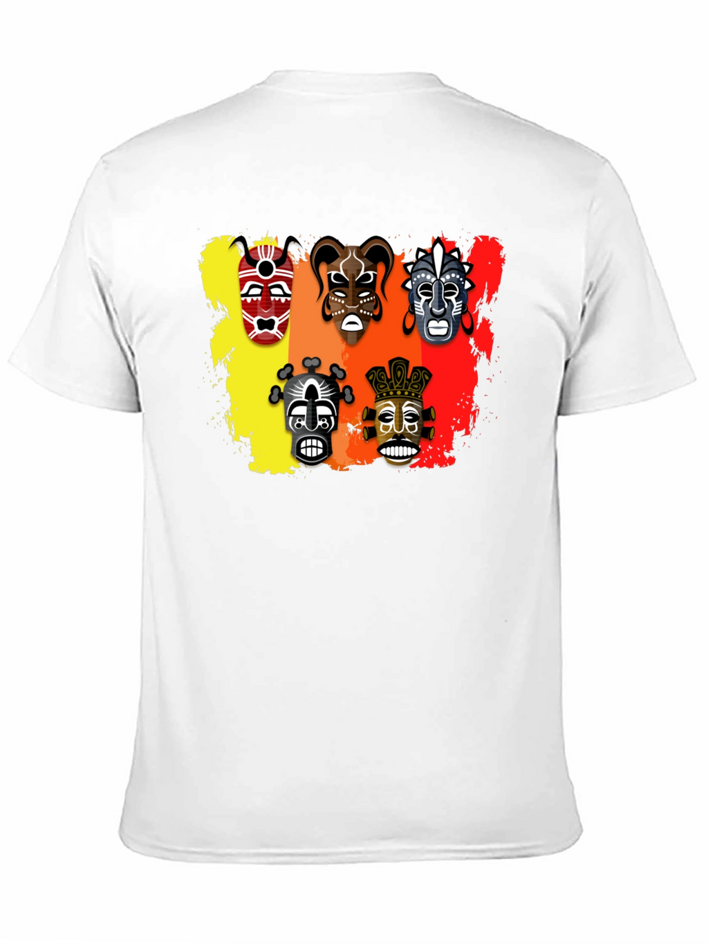 Tribal Mask Graphic Print Black T-Shirt