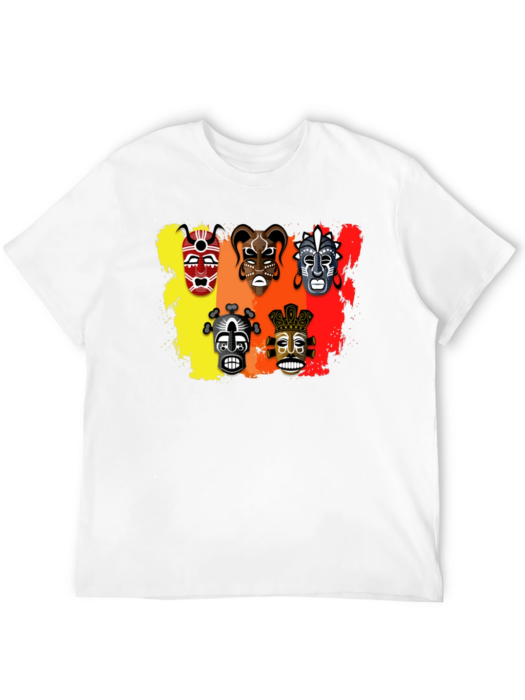 Tribal Mask Graphic Print Black T-Shirt