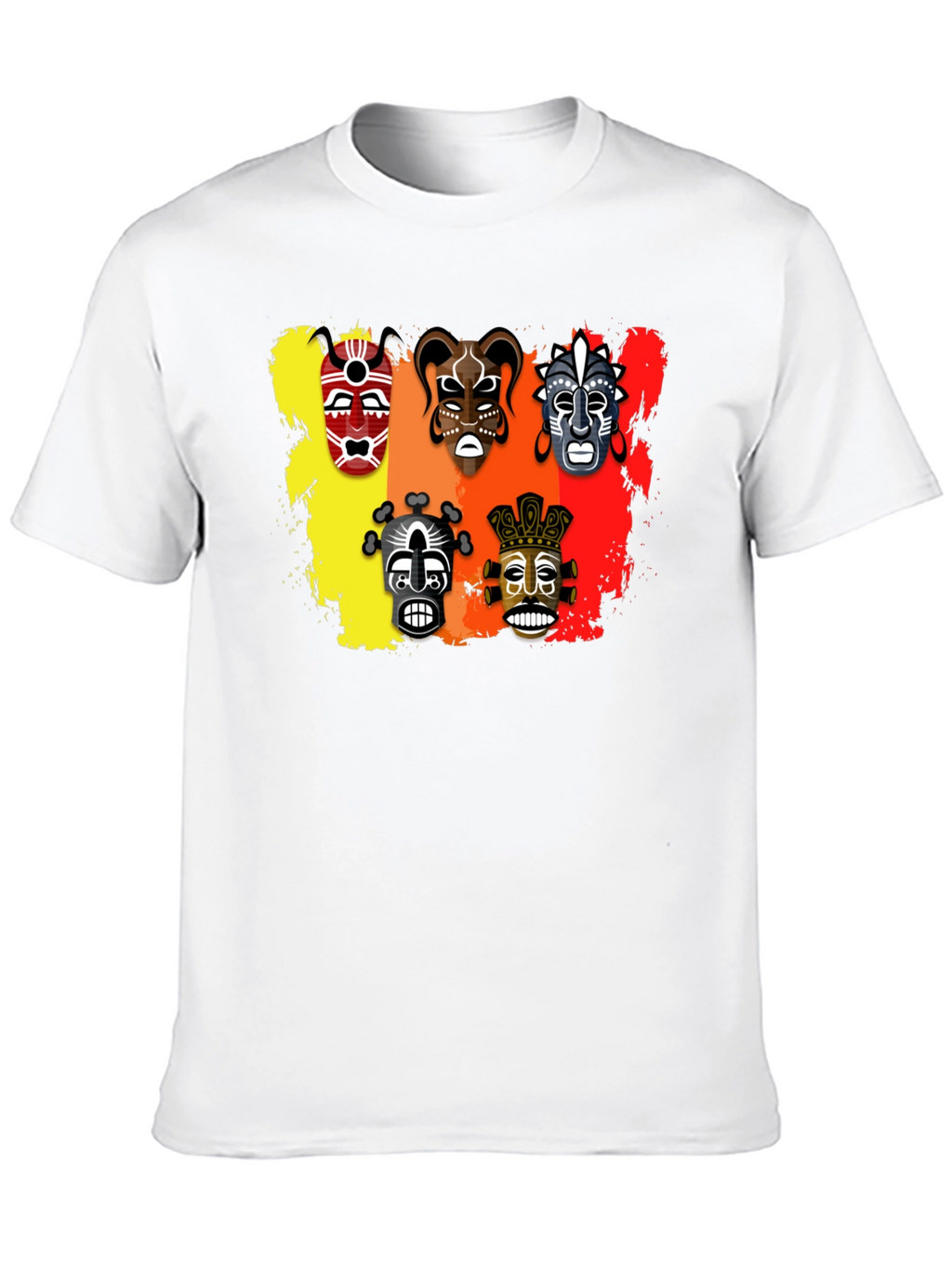 Tribal Mask Graphic Print Black T-Shirt