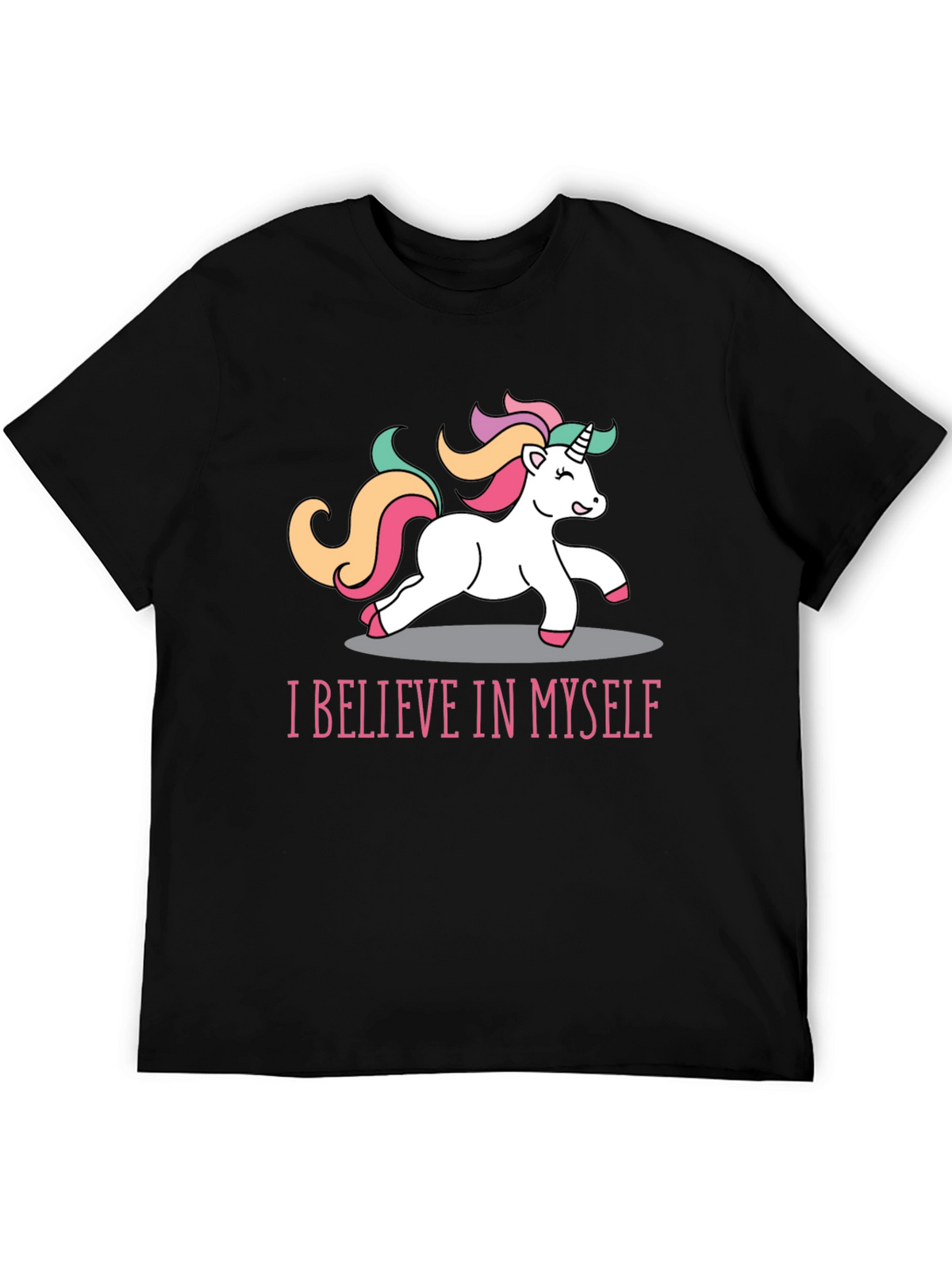 Unicorn Believe T-Shirt - Black Crew Neck Tee