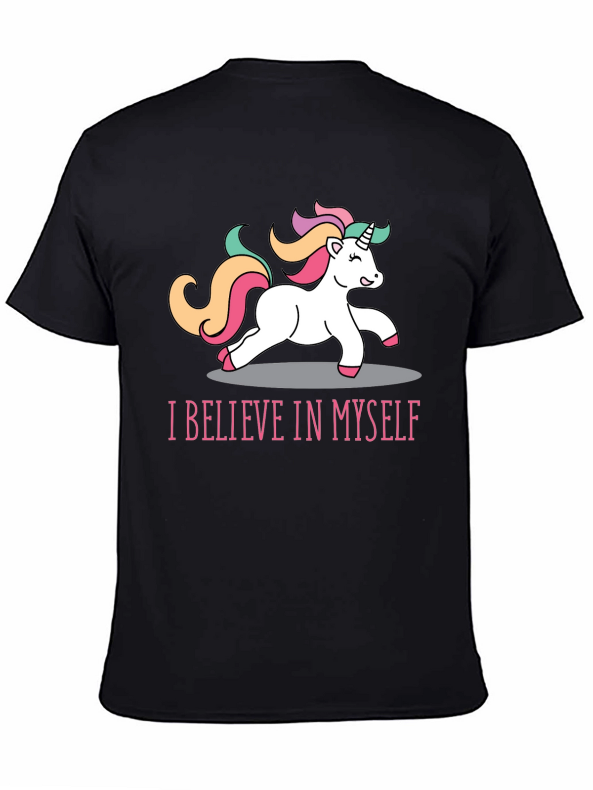 Unicorn Believe T-Shirt - Black Crew Neck Tee