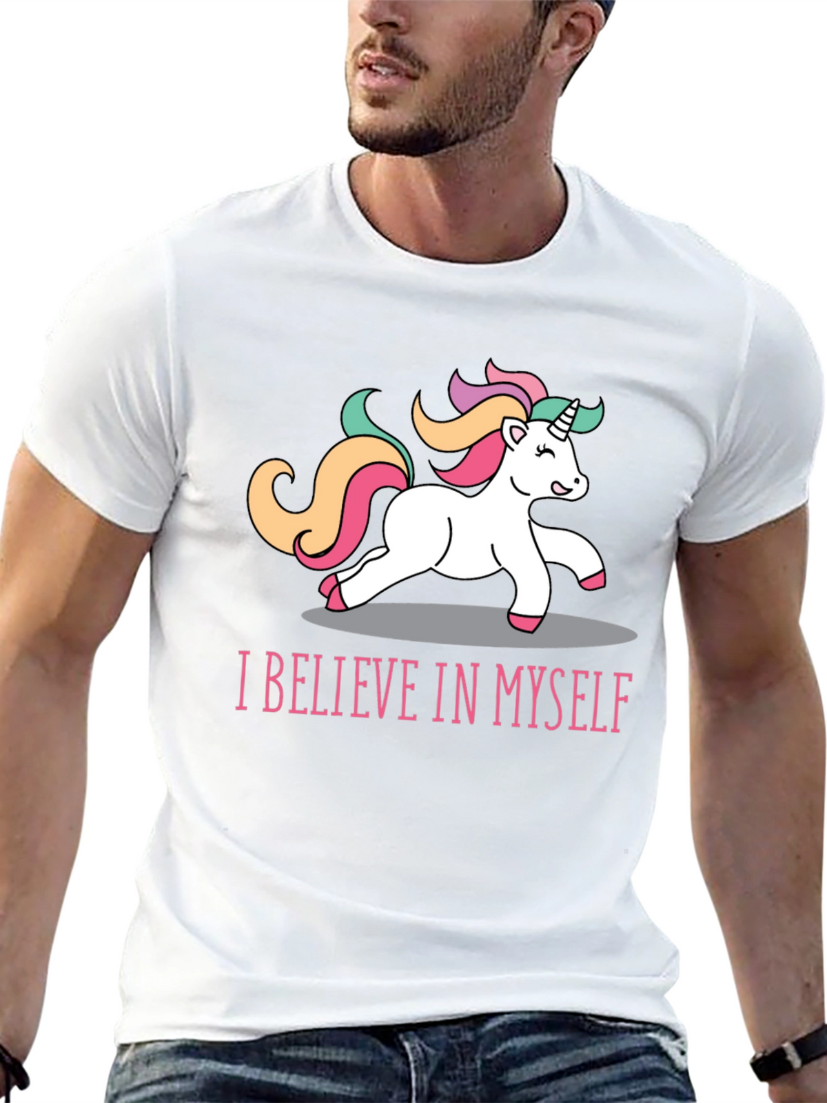 Unicorn Believe T-Shirt - Black Crew Neck Tee