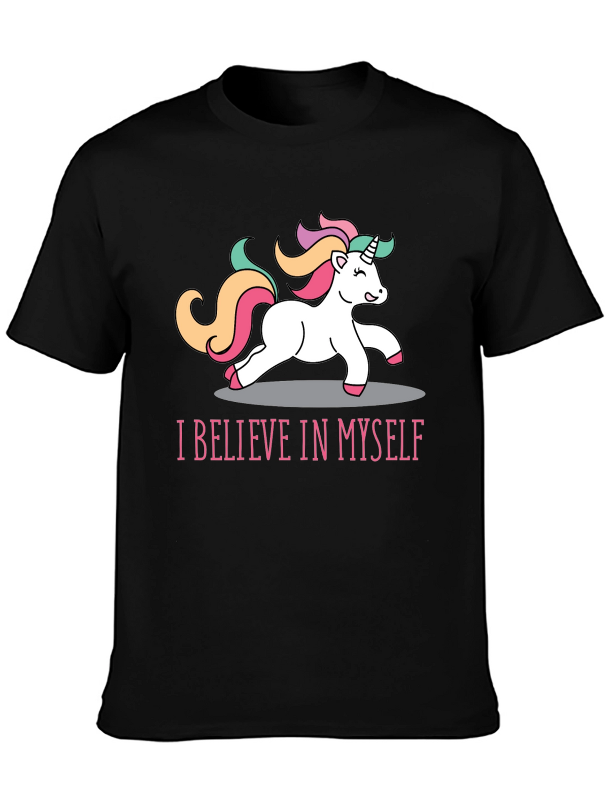 Unicorn Believe T-Shirt - Black Crew Neck Tee