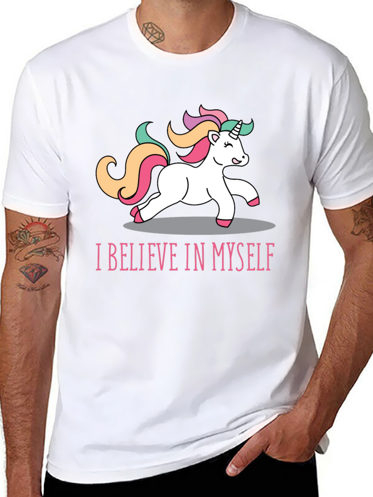 Unicorn Believe T-Shirt - Black Crew Neck Tee