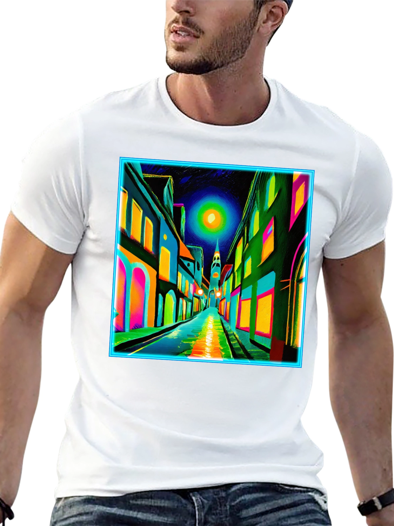 Neon Cityscape T-Shirt - Vibrant Street Art Tee