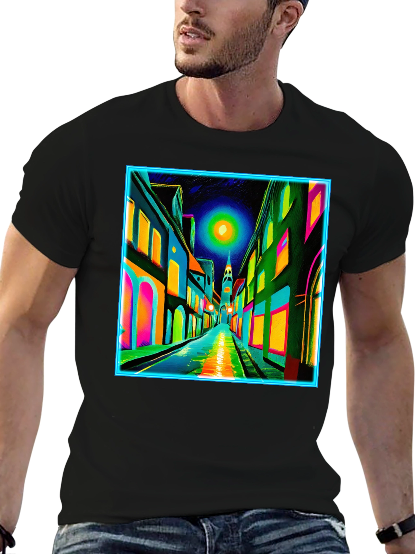 Neon Cityscape T-Shirt - Vibrant Street Art Tee