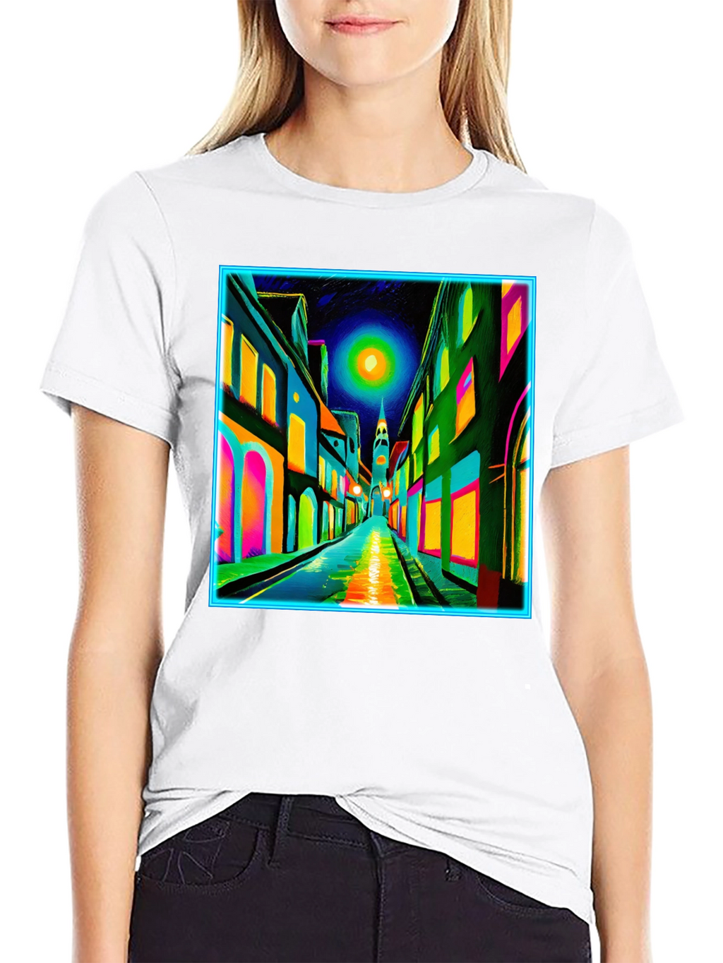 Neon Cityscape T-Shirt - Vibrant Street Art Tee