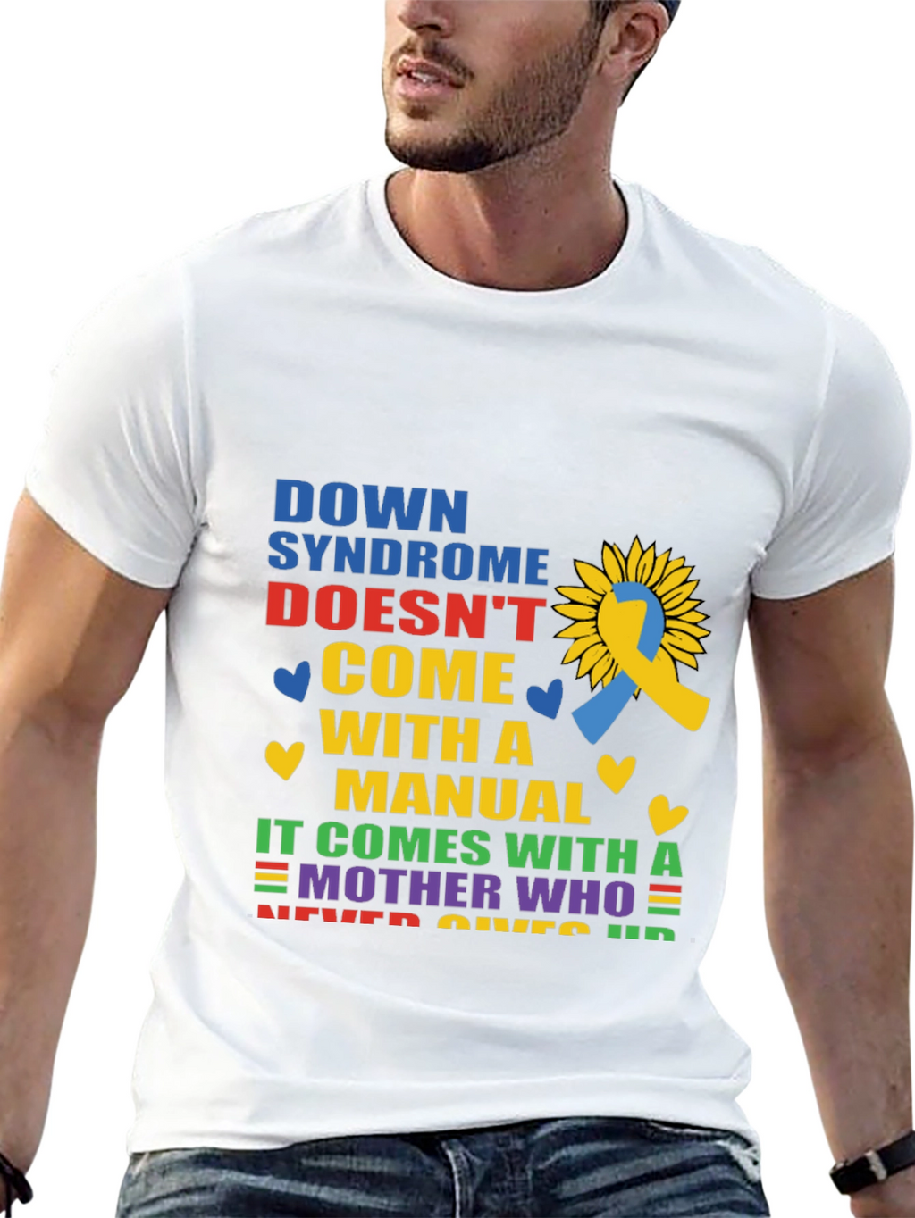 Down Syndrome Awareness T-Shirt Sunflower Ribbon