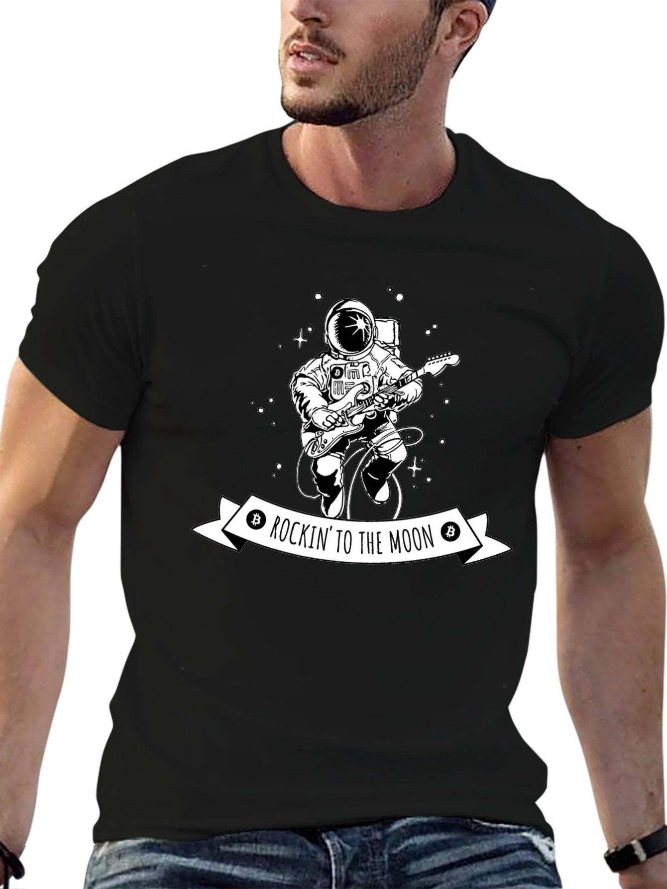 Rockin to the Moon Astronaut T-Shirt - Black